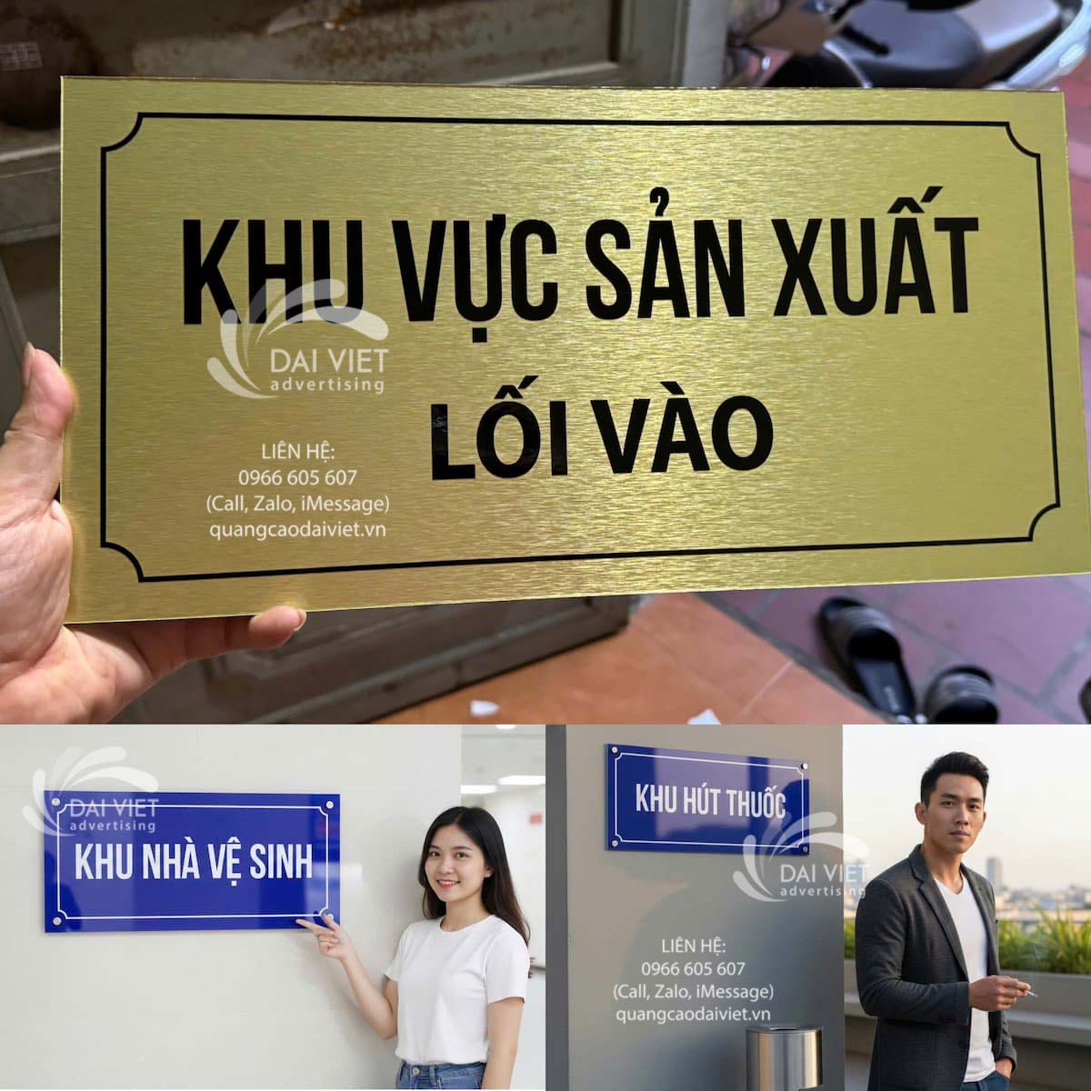 Biển chỉ dẫn khu vực nội bộ trong tòa nhà Mẫu biển chỉ dẫn các khu vực như nhà vệ sinh, văn phòng, khu hút thuốc được thiết kế đồng bộ, dễ nhận biết.