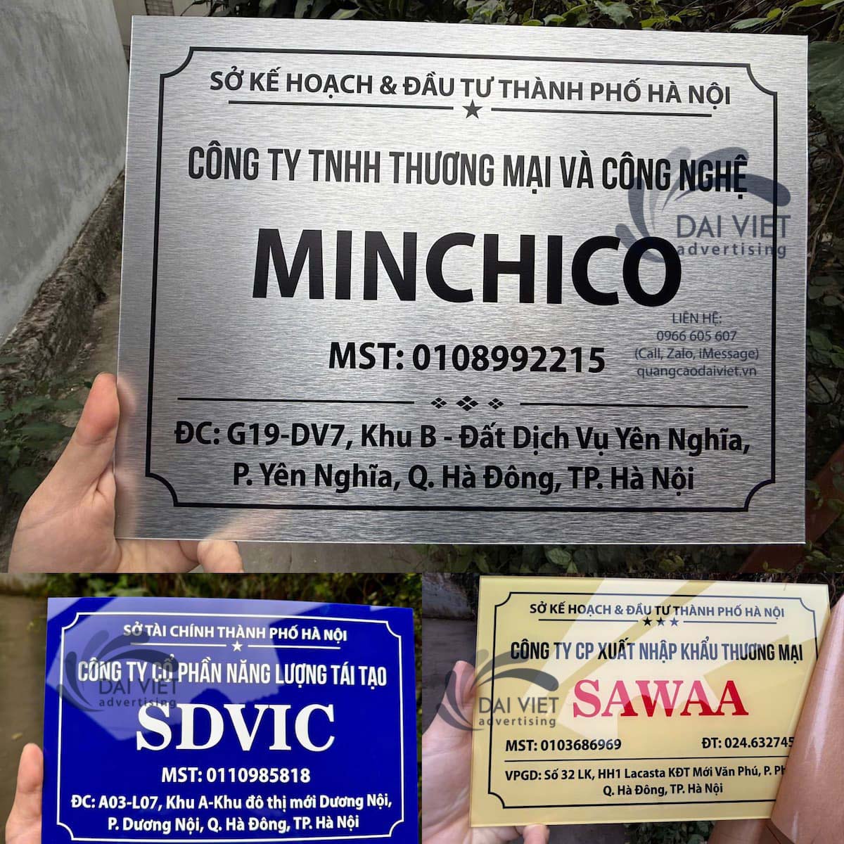 Biển tên công ty đẹp tại Văn Phú – Hà Đông Biển tên công ty mica gắn cổng và mặt tiền, thiết kế gọn gàng, đảm bảo đúng quy định treo biển tại khu vực Văn Phú, Hà Đông.