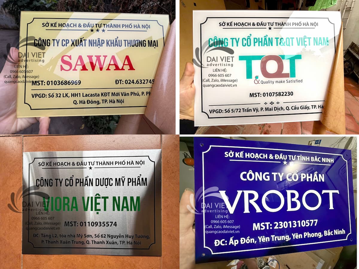 Biển tên công ty tại Hưng Yên thiết kế chuẩn Mẫu biển tên công ty tại Hưng Yên được thiết kế rõ ràng, chất liệu bền đẹp, phù hợp treo mặt tiền doanh nghiệp và văn phòng.