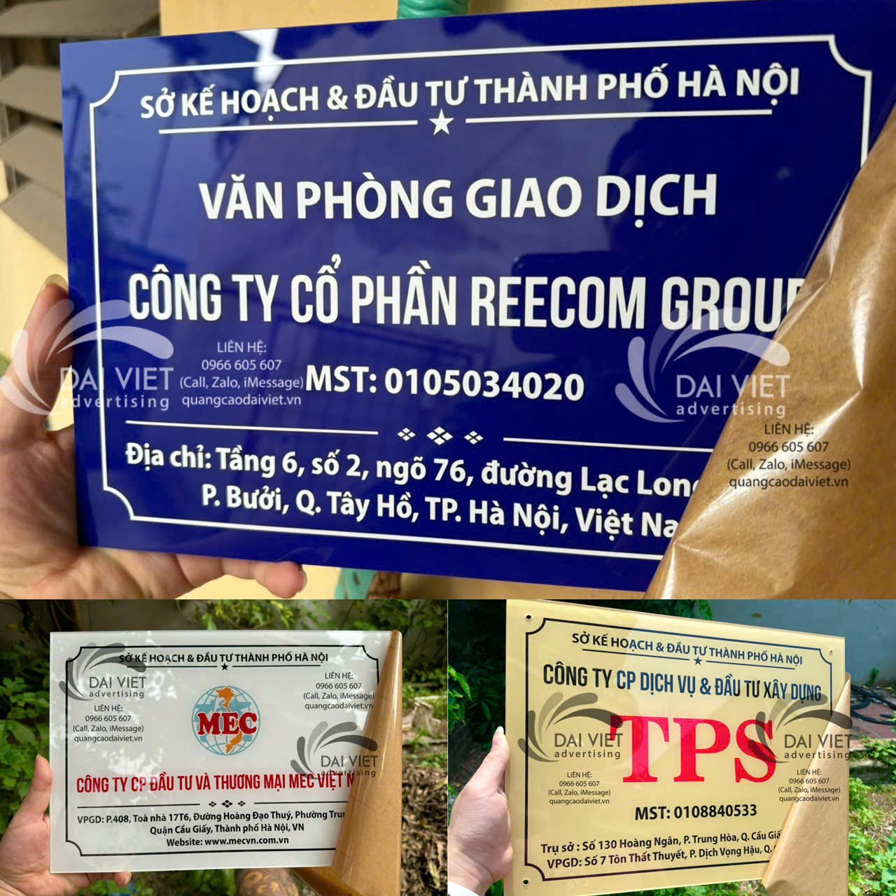 Biển văn phòng giao dịch lắp đặt tại mặt tiền tòa nhà Mẫu biển văn phòng giao dịch được lắp đặt tại mặt tiền tòa nhà, hiển thị rõ tên đơn vị và chức năng giao dịch, giúp khách hàng dễ nhận diện và tìm đúng địa chỉ..