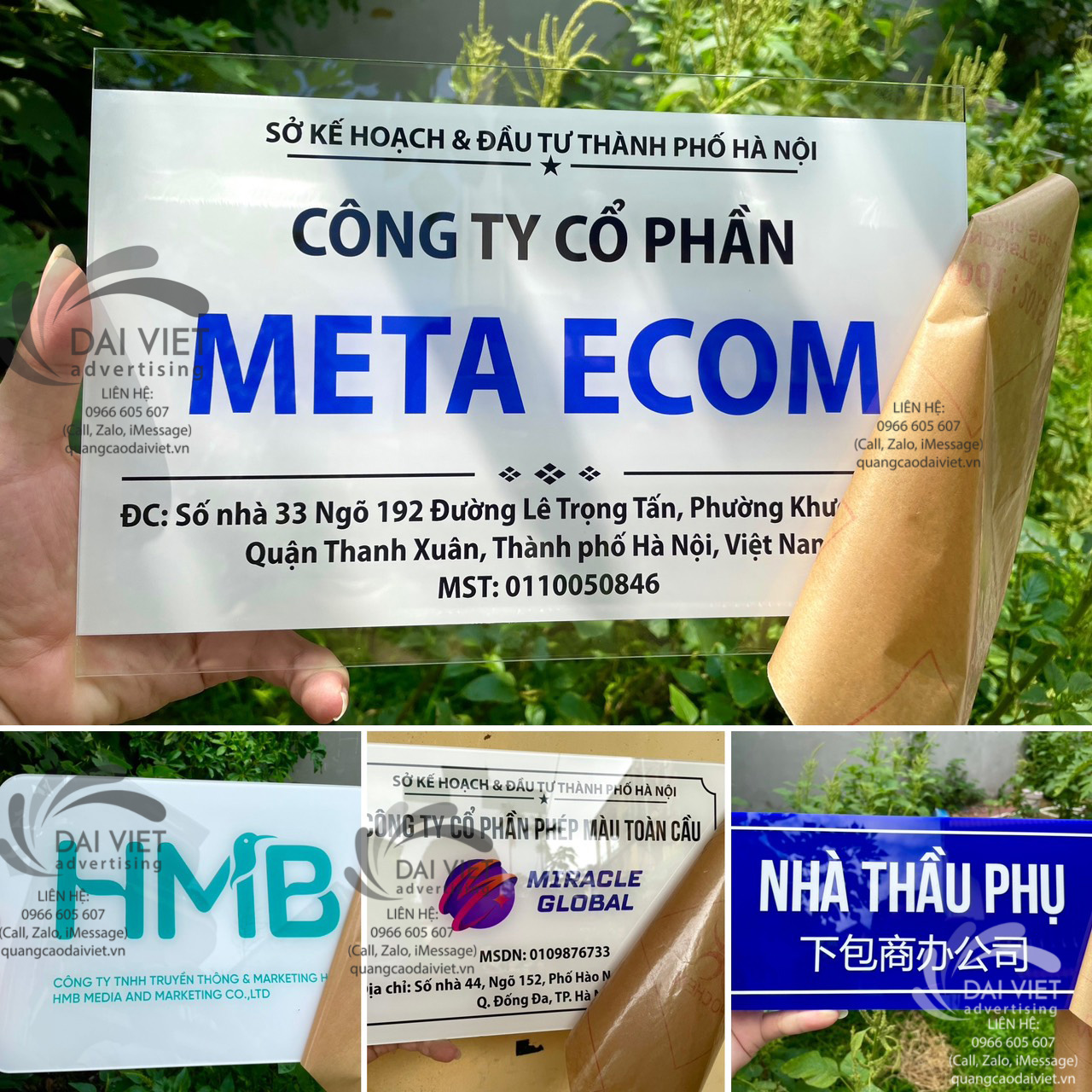 Làm biển công ty mica gắn tường tại văn phòng Mẫu biển công ty mica gia công trực tiếp tại xưởng, chữ rõ nét, bố cục gọn gàng, phù hợp treo tại văn phòng và khu hành chính.