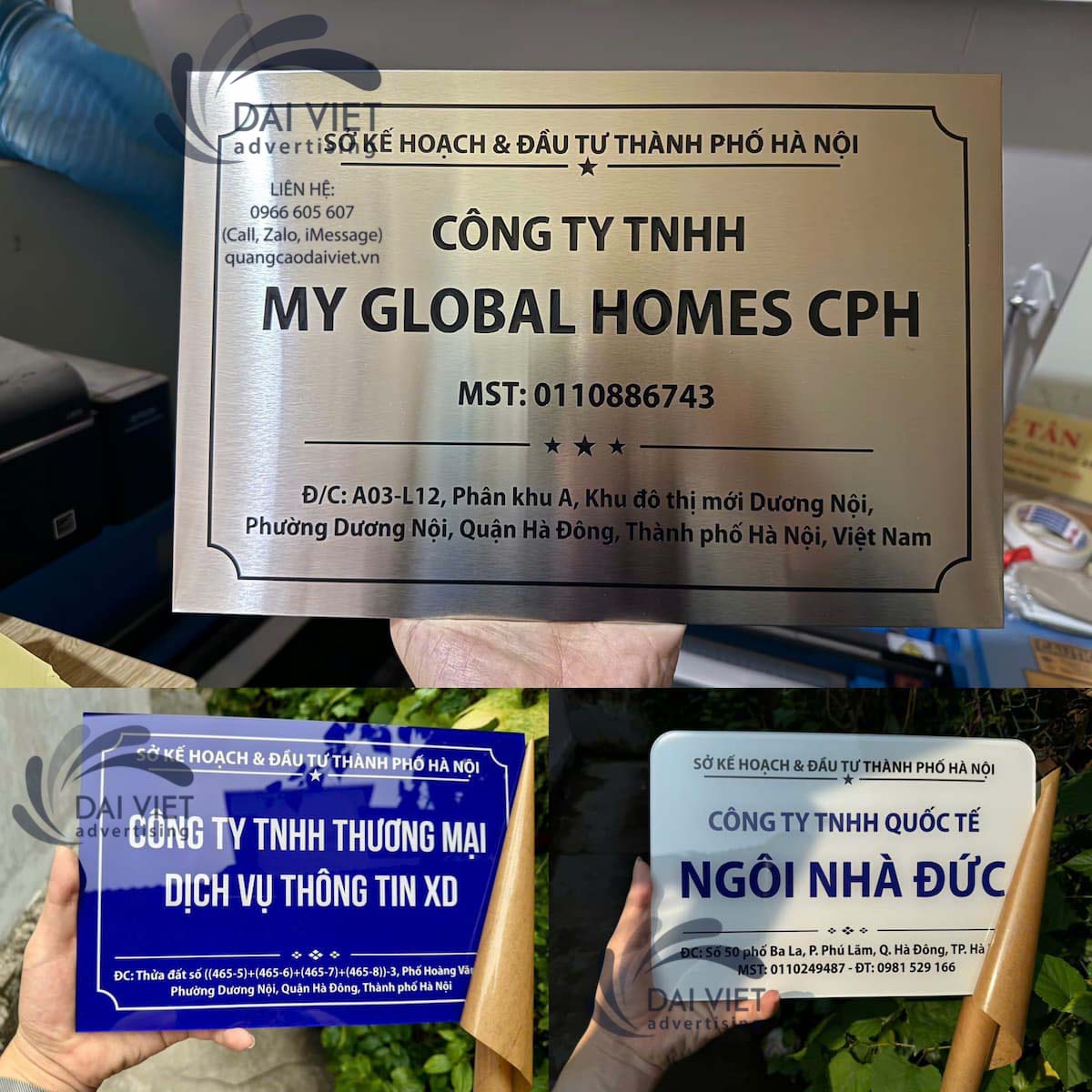 Làm biển công ty tại Dương Nội – Hà Đông Mẫu biển công ty mica và inox, kích thước chuẩn, gia công nhanh cho doanh nghiệp và văn phòng tại Dương Nội, Hà Đông.