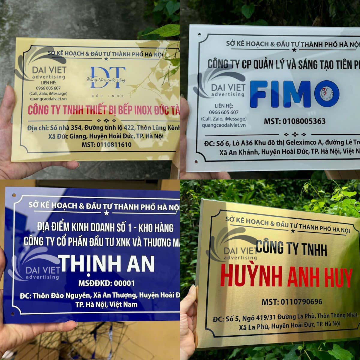 Mẫu biển tên công ty mica tại La Phù – Hoài Đức Biển tên công ty mica in UV rõ nét, kích thước chuẩn hồ sơ pháp lý, thi công tại khu vực La Phù, Hoài Đức, Hà Nội.