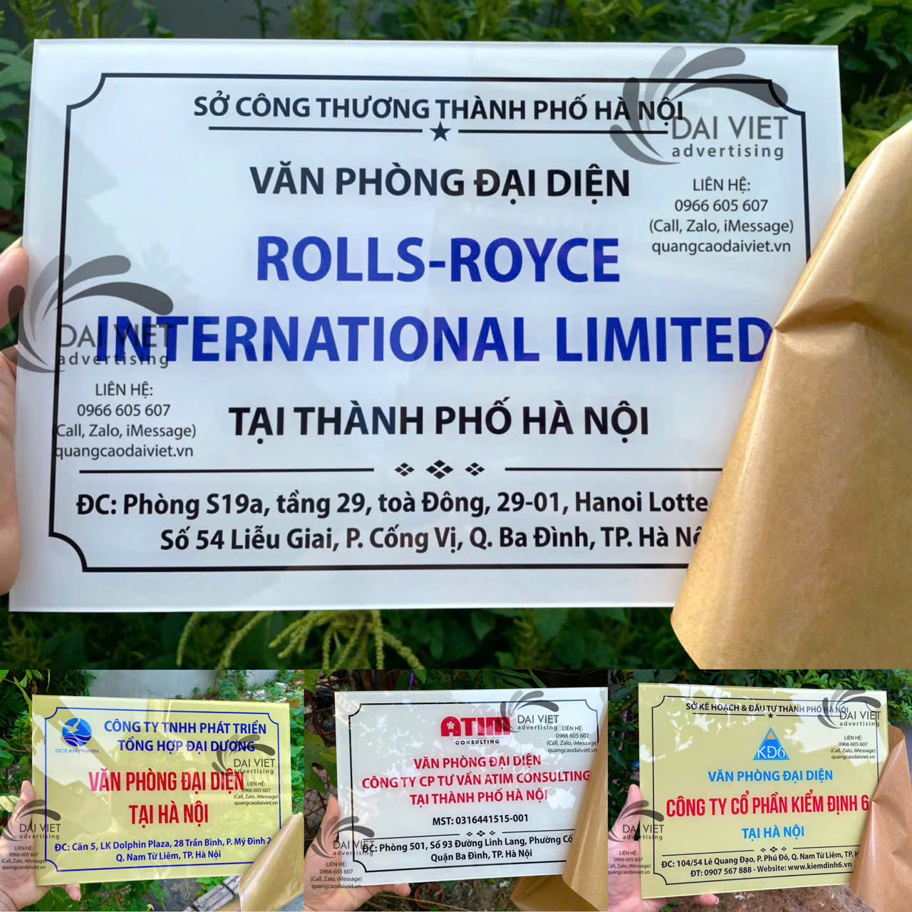 Biển văn ph&ograve;ng đại diện lắp đặt tại trụ sở đại diện của doanh nghiệp